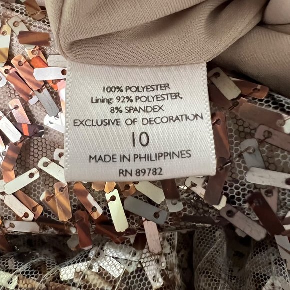 Josie Natori Womens Metallic Sequin Sleeveless V Neck Cocktail Dress size 10 - Picture 11 of 13